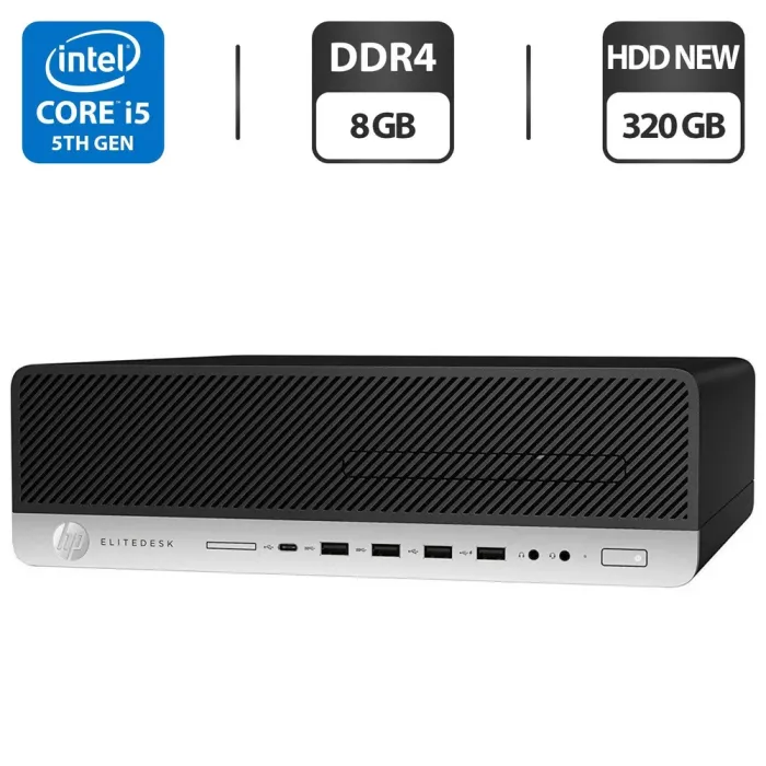 Компьютер HP EliteDesk 800 G3 SFF / Intel Core i5-6500 (4 ядра по 3.2-3.6 GHz) / 8GB DDR4 / 320GB HDD NEW / HD Graphics 530 / DisplayPort б/в - зображення 1