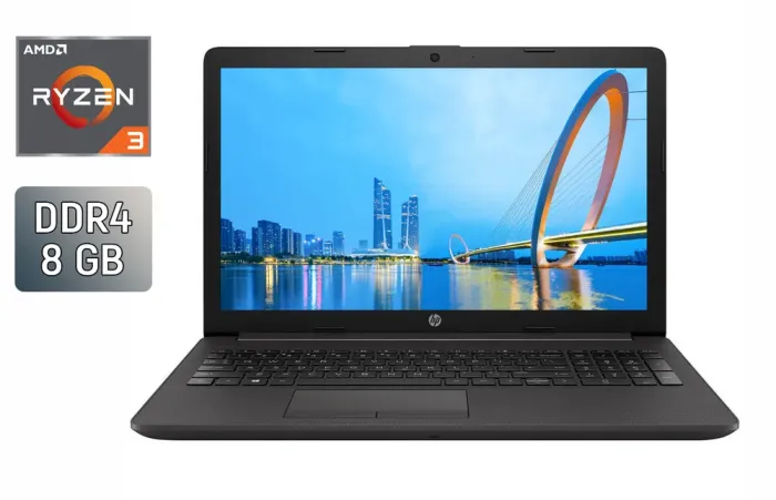 Ноутбук Б-клас HP 255 G7 / 15.6" (1920x1080) IPS / AMD Ryzen 3 2200U (2 (4) ядра по 2.5 - 3.4 GHz) / 8 GB DDR4 / 240 GB SSD / AMD Radeon Vega 6 Graphics / WebCam / Windows 10 б/в - зображення 1
