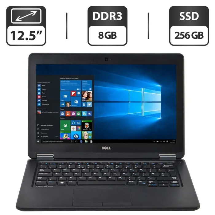 Нетбук Dell Latitude E7250 / 12.5" (1366x768) TN / Intel Core i5-5300U (2 (4) ядра по 2.3 - 2.9 GHz) / 8 GB DDR3 / 256 GB SSD / Intel HD Graphics 5500 / WebCam б/у - зображення 1