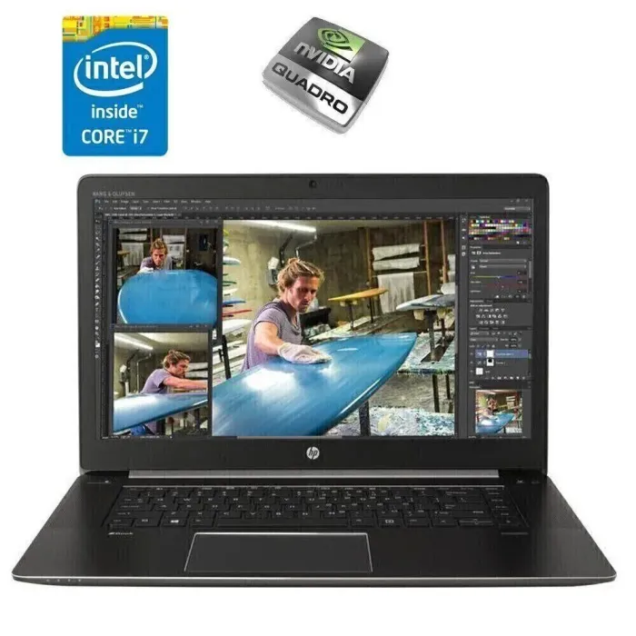 Мобільна робоча станція HP ZBook Studio G3 / 15.6" (1920x1080) IPS / Intel Core i7-6700HQ (4 (8) ядра по 2.6 - 3.5 GHz) / 32 GB DDR4 / 960 GB SSD / nVidia Quadro M1000M, 4 GB GDDR5, 128-bit / WebCam б/в - зображення 1