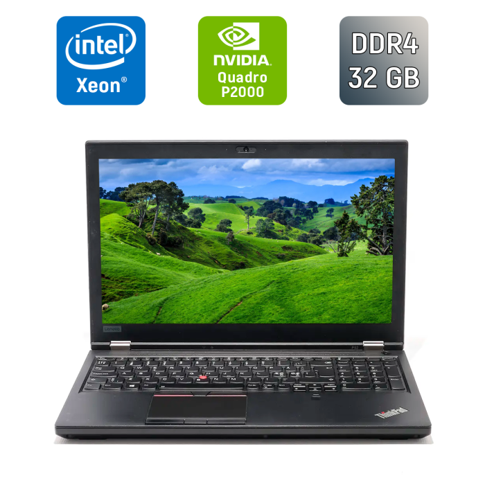 Мобільна робоча станція Б-класу Lenovo ThinkPad P52 / 15.6" (1920x1080) IPS / Intel Xeon E-2176M (6 (12) ядер по 2,7 - 4,4 ГГц) / 32 ГБ DDR4 / 512 ГБ SSD / nVidia Quadro P2000, 4 ГБ GDDR5, 128-біт / TouchID / WebCam / Windows 10 б/в - зображення 1