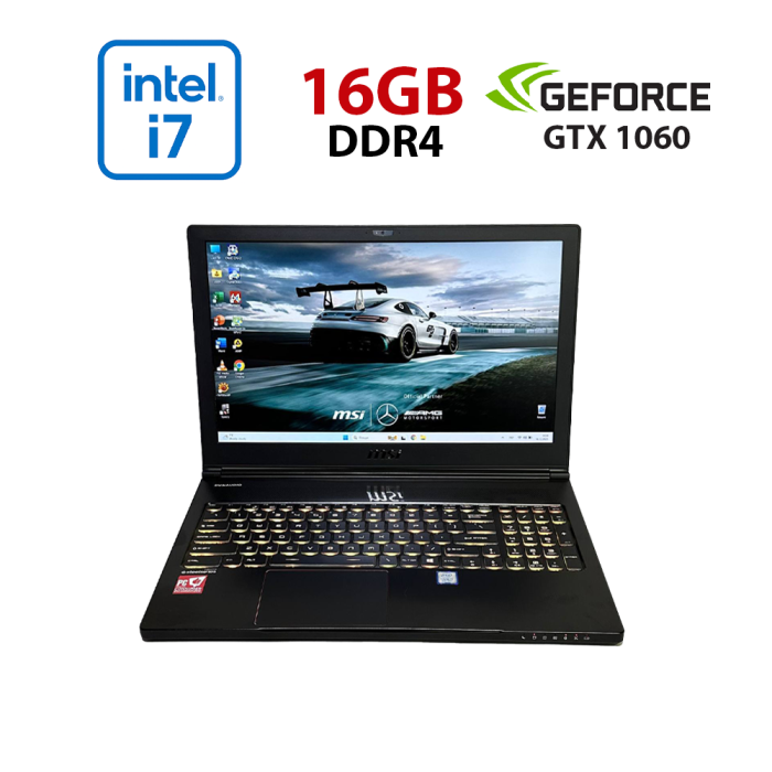 Ігровий ноутбук Б-класу MSI GS63 Stealth 8RE / 15.6" (1920x1080) IPS / Intel Core i7-8750H (6 (12) ядер по 2.2 - 4.1 GHz) / 16 GB DDR4 / 512 GB SSD / nVidia GeForce GTX 1060, 6 GB GDDR5, 192-bit / WebCam / Win 11 Pro б/в - изображение 1
