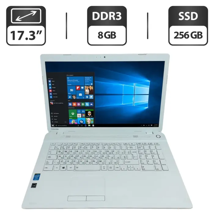 Ноутбук Б-клас Toshiba Satellite C70 / 17.3" (1600x900) TN / Intel Core i3-4005U (2 (4) ядра по 1.7 GHz) / 8 GB DDR3 / 256 GB SSD / Intel HD Graphics 4400 / WebCam б/в - зображення 1