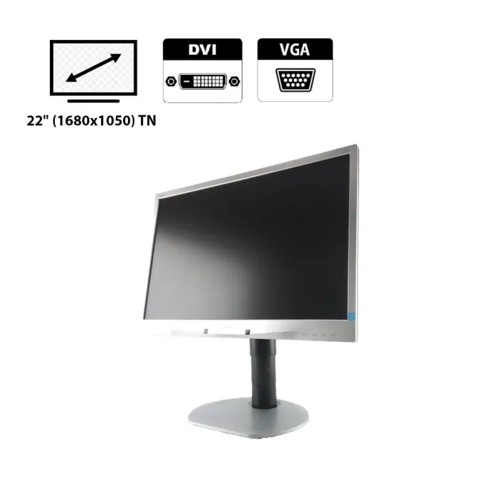 Монітор Philips Brilliance 220B4L / 22" (1680x1050) TN / DisplayPort, DVI, VGA, Audio б/в - зображення 1