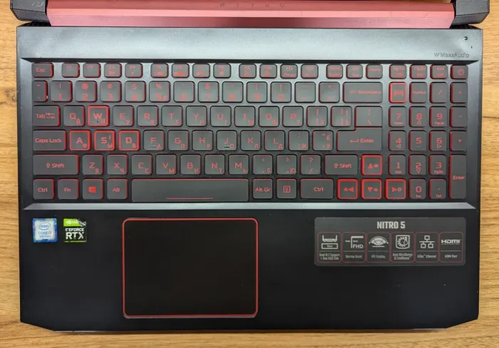 Ігровий ноутбук Acer Nitro 5 AN515-54 / 15.6" (1920x1080) IPS / Intel Core i7-9750H (6 (12) ядер по 2.6 - 4.5 GHz) / 16 GB DDR4 / 512 GB SSD + 256 GB SSD / nVidia GeForce RTX 2060, 6 GB GDDR6, 192-bit / WebCam / Windows 10 б/в - зображення 3