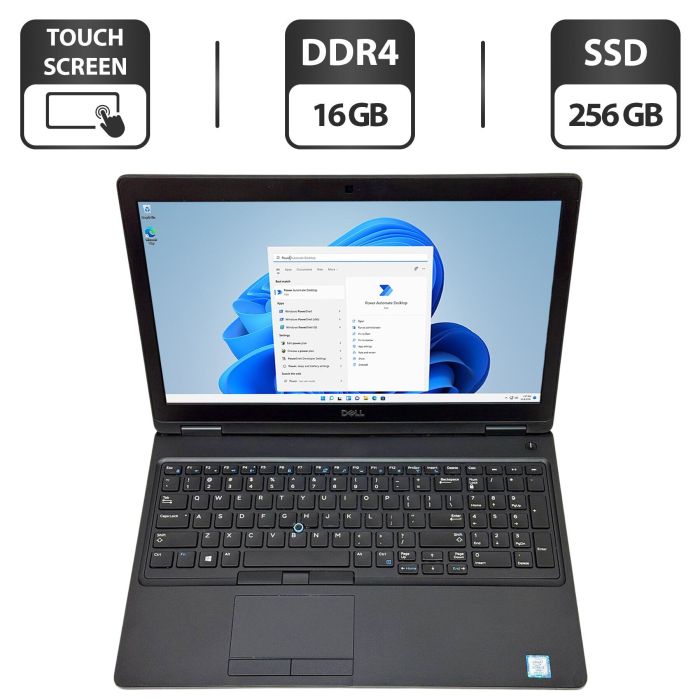 Ноутбук Б-клас Dell Latitude 5590 / 15.6" (1920x1080) IPS Touch / Intel Core i7-8650U (4 (8) ядра по 1.9 - 4.2 GHz) / 16 GB DDR4 / 256 GB SSD / Intel UHD Graphics 620 / WebCam / Windows 11 Pro б/в - зображення 1