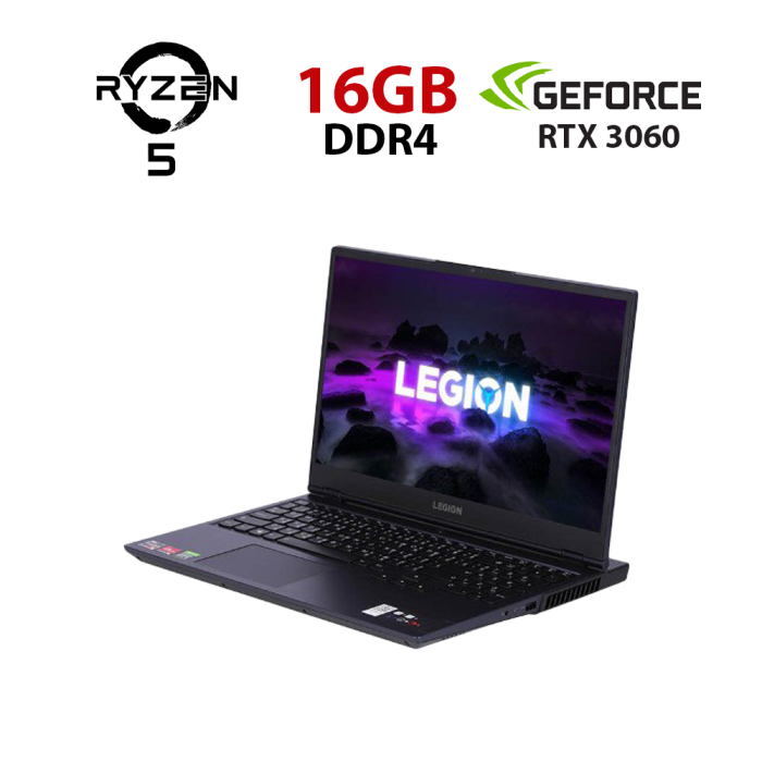 Ігровий ноутбук Lenovo Legion 5 15ACH6H / 15,6" (1920x1080) IPS / AMD Ryzen 5 5600H (6 (12) ядер по 3,3 - 4,2 ГГц) / 16 ГБ DDR4 / 960 ГБ SSD / nVidia GeForce RTX 3060, 6 ГБ GDDR6, 192-біт / Веб-камера б/в - изображение 1