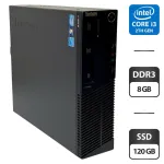 Комп'ютер Lenovo ThinkCentre M91p SFF / Intel Core i3-2120 (2 (4) ядра по 3.3 GHz) / 8 GB DDR3 / 120 GB SSD / Intel HD Graphics 2000 / DVD-ROM б/в