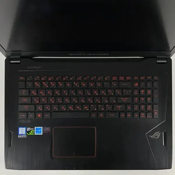 Ігровий ноутбук Asus ROG Strix GL702VI / 17.3" (1920x1080) IPS / Intel Core i7-7700HQ (4 (8) ядра по 2.8 - 3.8 GHz) / 16 GB DDR4 / 512 GB SSD / nVidia GeForce GTX 1080, 8 GB GDDR5X, 256-bit / WebCam / HDMI б/в - зображення 3