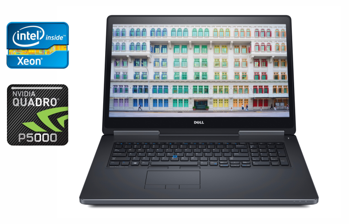Мобільна робоча станція Dell Precision 7720 / 17.3" (1920x1080) IPS / Intel Xeon E3-1575M v6 (4 (8) ядра по 3.1 - 4.2 GHz) / 64 GB DDR4 / 960 GB SSD / nVidia Quadro P5000, 16 GB GDDR5X, 256-bit / HDMI / Windows 10 б/в - зображення 1