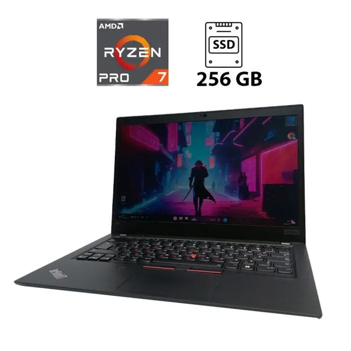Ультрабук Б-клас Lenovo ThinkPad T14s / 14" (1920x1080) IPS / AMD Ryzen 7 Pro 4750U (8 (16) ядра по 1.7 - 4.1 GHz) / 16 GB DDR4 / 256 GB SSD M.2 / AMD Radeon Graphics / WebCam б/в - зображення 1