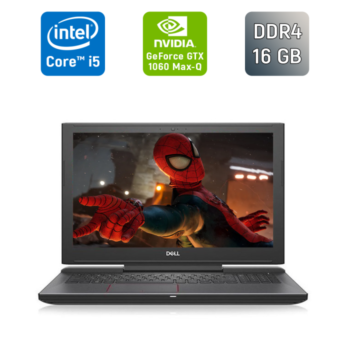 Ігровий ноутбук Dell Inspiron 7577 / 15.6" (1920x1080) IPS / Intel Core i5-7300HQ (4 ядра по 2,5 - 3,5 ГГц) / 16 ГБ DDR4 / 500 ГБ SSD / nVidia GeForce GTX 1060 Max-Q, 6 ГБ GDDR5, 192-біт / WebCam / HDMI б/в - изображение 1