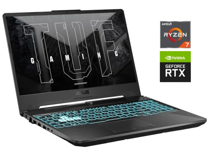 Ігровий ноутбук Asus TUF Gaming A15 FA506NCR / 15.6" (1920x1080) IPS / AMD Ryzen 7 7435HS (8 (16) ядер по 3.1 - 4.5 GHz) / 8 GB DDR5 / 512 GB SSD / nVidia GeForce RTX 3050, 4 GB GDDR6, 128-bit / WebCam / Win 11 б/в - зображення 1