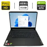 Ігровий ноутбук Lenovo IdeaPad Gaming 3-15 / 15.6" (1920x1080) IPS / AMD Ryzen 5 5600H (6 (12) ядер по 3.3 - 4.2 GHz) / 16 GB DDR4 / 512 GB SSD M.2 / nVidia GeForce GTX 1650, 4 GB GDDR5, 128-bit / WebCam / HDMI б/в