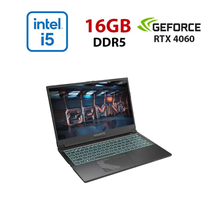 Ігровий ноутбук Gigabyte G5 KF5 RC555 / 15,6" (1920x1080) IPS / Intel Core i5-13500H (12 (16) ядер по 3,5 - 4,7 ГГц) / 16 ГБ DDR5 / 960 ГБ SSD / nVidia GeForce RTX 4060, 8 ГБ GDDR6, 128-біт / WebCam б/в - зображення 1