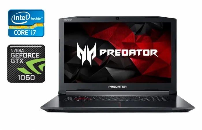 Ігровий ноутбук Acer Predator PH 317-51 / 17.3" (1920x1080) IPS / Intel Core i7-7700HQ (4 (8) ядра по 2.8 - 3.8 GHz) / 32 GB DDR4 / 256 GB SSD + 1000 GB HDD / nVidia GeForce GTX 1060, 6 GB GDDR5, 192-bit / WebCam / Windows 10 б/у - зображення 1