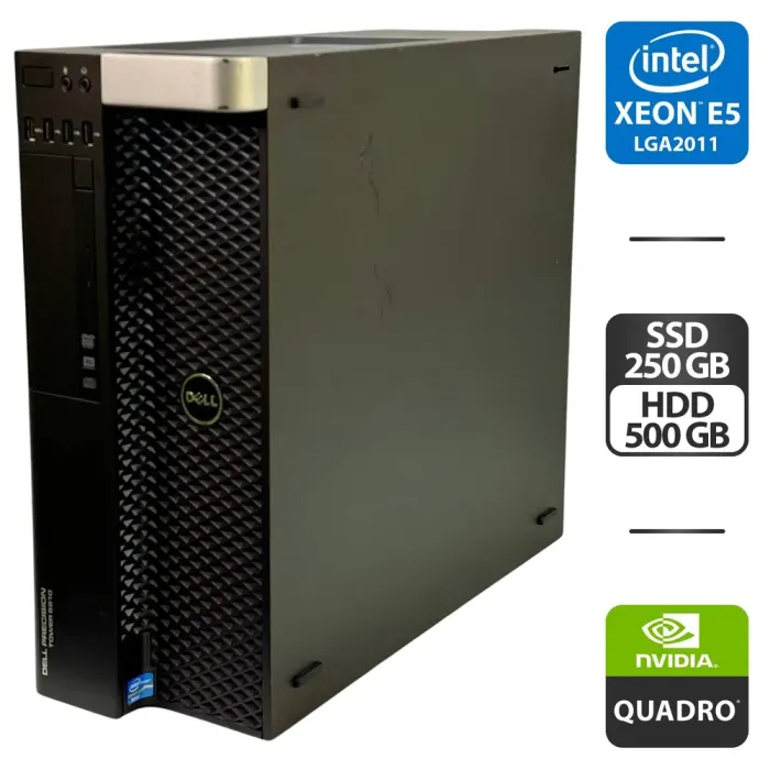 Робоча станція Dell Precision 5810 Workstation Tower / Intel Xeon E5-1650 v3 (6 (12) ядер по 3.5 - 3.8 GHz) / 32 GB DDR4 / 250 GB SSD + 500 GB HDD / nVidia Quadro M2000, 4 GB GDDR5, 128-bit / DVD-ROM б/в - зображення 1