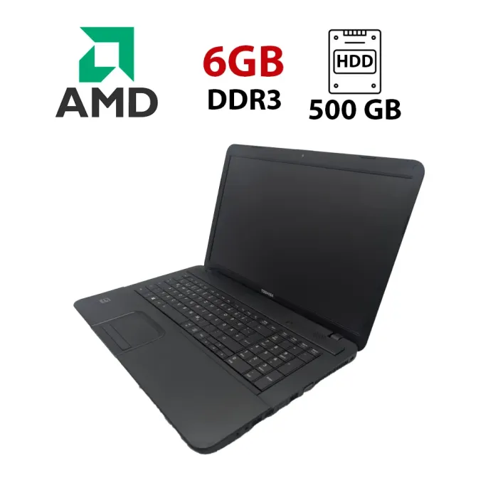 Ноутбук Toshiba Satellite C870D / 17.3" (1600x900) TN / AMD E1-1200 (2 ядра по 1.4 GHz) / 6 GB DDR3 / 500 GB HDD / AMD Radeon HD 7310 / WebCam б/в - зображення 1