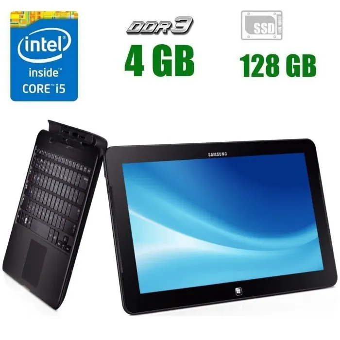 Ноутбук-трансформер Б-клас Samsung ATIV Smart PC Pro 700T / 11.6" (1920x1080) IPS Touch / Intel Core i5-3317U (2 (4) ядра по 1.7 - 2.6 GHz) / 4 GB DDR3 / 128 GB SSD / Intel HD Graphics 4000 / WebCam / Win 10 Pro б/в - зображення 1