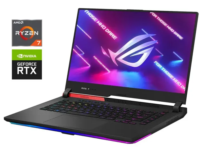 Ігровий ноутбук Б-клас Asus Rog Strix G513QR / 15.6" (1920x1080) IPS / AMD Ryzen 7 5800H (8 (16) ядер по 3.2 - 4.4 GHz) / 16 GB DDR4 / 1000 GB SSD NVMe / nVidia GeForce RTX 3070, 8 GB GDDR6, 256-bit б/в - зображення 1