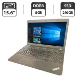 Ноутбук Lenovo ThinkPad E550 / 15.6" (1366x768) TN / Intel Core i5-5200U (2 (4) ядра по 2.2 - 2.7 GHz) / 8 GB DDR3 / 240 GB SSD / Intel HD Graphics 5500 / WebCam б/в