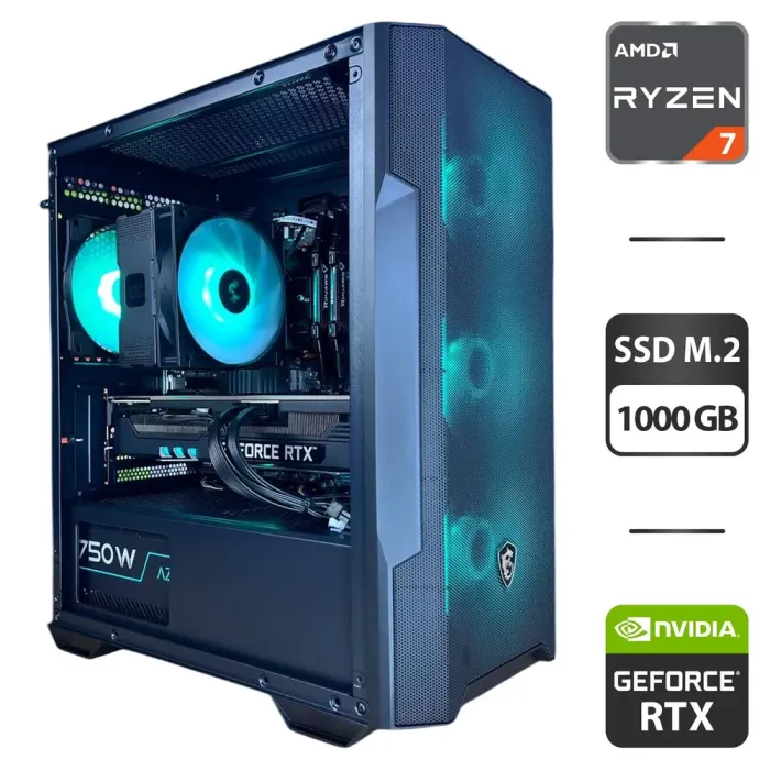 Збірка під замовлення: комп'ютер MSI MAG Forge M100R Black Tower / AMD Ryzen 7 5700X (8 (16) ядер по 3.4 - 4.6 GHz) / 32 GB DDR4 / 1000 GB SSD M.2 / nVidia GeForce RTX 3080, 10 GB GDDR6X, 320-bit / 750W б/в - зображення 1