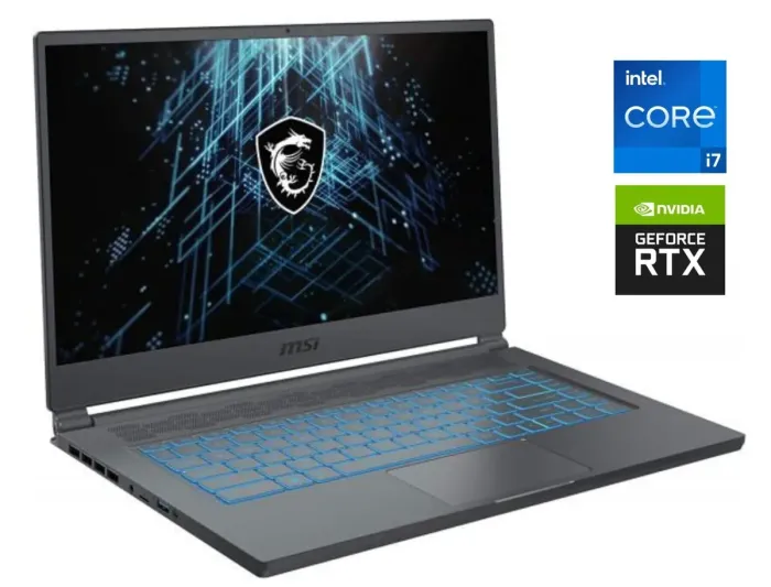 Ігровий ноутбук MSI Stealth 15M A11UEK / 15.6" (1920x1080) IPS / Intel Core i7-11375H (4 (8) ядра по 3.0 - 5.0 GHz) / 16 GB DDR4 / 512 GB SSD NVMe / nVidia GeForce RTX 3060, 6 GB GDDR6, 192-bit / WebCam б/в - зображення 1
