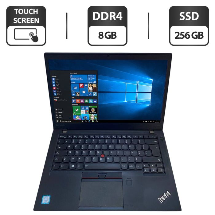 Ноутбук Б-клас Lenovo ThinkPad T460s / 14" (1920x1080) IPS Touch / Intel Core i7-6600U (2 (4) ядра по 2.6 - 3.4 GHz) / 8 GB DDR4 / 256 GB SSD / Intel HD Graphics 520 / WebCam б/в - изображение 1