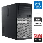Комп'ютер Dell OptiPlex 9020 Tower / Intel Core i7-4770 (4 (8) ядра по 3.4 - 3.8 GHz) / 16 GB DDR3 / 1000 GB SSD / AMD Radeon RX 550, 4 GB GDDR5, 128-bit / DVD-ROM / DVI б/в