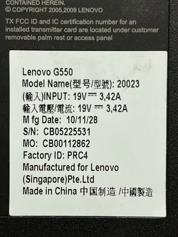Ноутбук Б-клас Lenovo G550 / 15.6" (1366x768) TN / Intel Pentium T4500 (2 ядра по 2.3 GHz) / 4 GB DDR3 / 120 GB SSD / Intel GMA Graphics 4500M / WebCam б/в - зображення 9