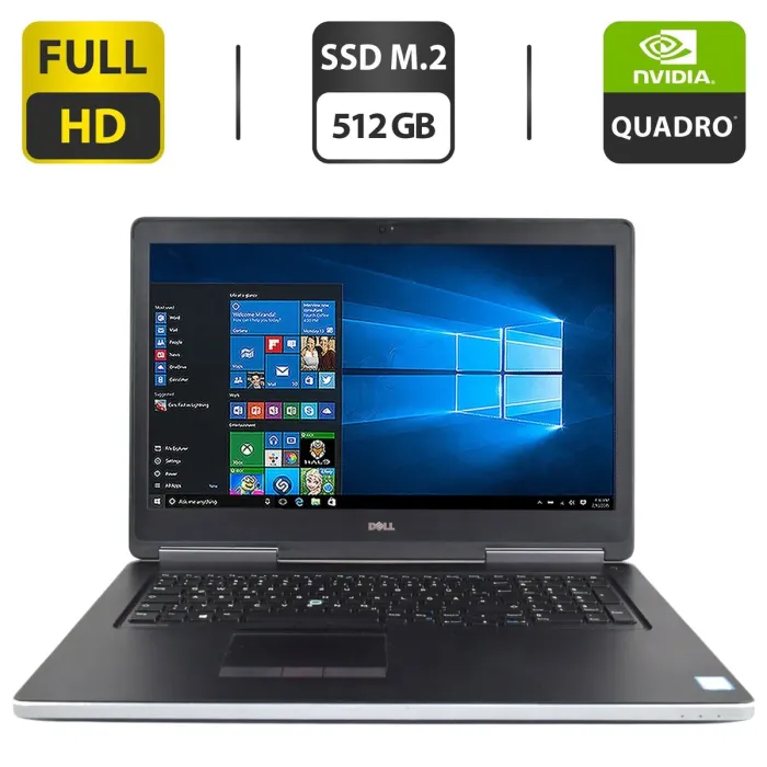 Мобільна робоча станція Б-класу Dell Precision 7720 / 17,3" (1920x1080) IPS / Intel Core i7-7820HQ (4 (8) ядра по 2,9 - 3,9 ГГц) / 32 ГБ DDR4 / 512 ГБ SSD M.2 / nVidia Quadro P5000, 16 ГБ GDDR5X, 256-біт / WebCam б/в - зображення 1