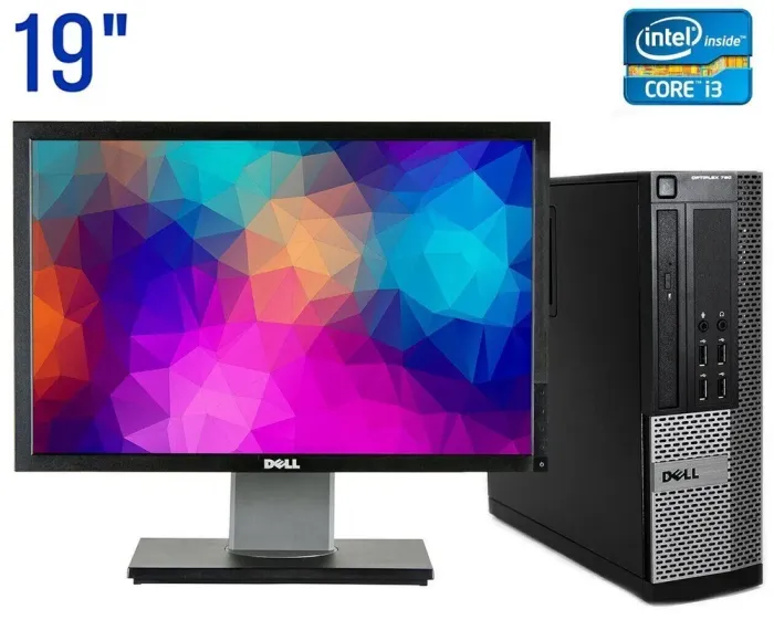 Комплект ПК: Dell Optiplex 390 SFF / Intel Core i3-2100 (2 (4) ядра по 3.1 GHz) / 8 GB DDR3 / 240 GB SSD / Intel HD Graphics 2000 + Монитор Dell Professional P1911b / 19" (1440x900) TN / DVI, VGA, USB б/в - зображення 1