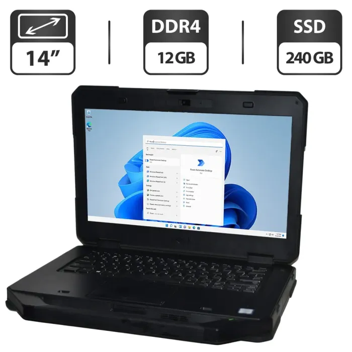 Захищений ноутбук Dell Latitude 5414 Rugged / 14" (1366x768) TN / Intel Core i5-6300U (2 (4) ядра по 2.4 - 3.0 GHz) / 12 GB DDR4 / 240 GB SSD / Intel HD Graphics 520 / WebCam / Wi-Fi / Bluetooth / Windows 11 Pro б/в - зображення 1