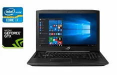 Ігровий ноутбук Б-клас Asus Gl503V / 15.6" (1920x1080) IPS / Intel Core i7-7700HQ (4 (8) ядра по 2.8 - 3.8 GHz) / 16 GB DDR4 / 256 GB SSD + 1000 GB HDD / nVidia GeForce GTX 1060, 3 GB GDDR5, 192-bit / WebCam / Windows 10 б/в