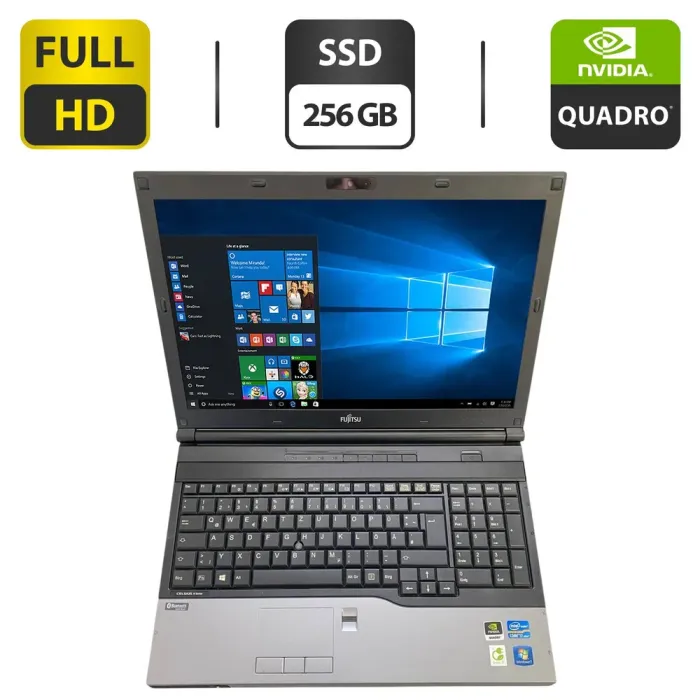 Мобільна робоча станція Fujitsu Celsius H720 / 15.6" (1920x1080) TN / Intel Core i7-3720QM (4 (8) ядра по 2.6 - 3.6 GHz) / 16 GB DDR3 / 256 GB SSD / nVidia Quadro K1000M, 2 GB GDDR3, 128-bit / WebCam б/в - зображення 1