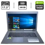 Ноутбук Acer Aspire E 17 E5-773G / 17.3" (1600x900) TN / Intel Core i5-6200U (2 (4) ядра по 2.3 - 2.8 GHz) / 8 GB DDR3 / 240 GB HDD / nVidia GeForce 940M, 2 GB GDDR3, 64-bit / WebCam / DVD-ROM б/в