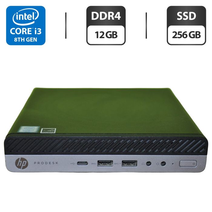 Неттоп HP ProDesk 600 G4 Desktop Mini USFF / Intel Core i3-8100T (4 ядра по 3.1 GHz) / 12 GB DDR4 / 256 GB SSD M.2 / Intel UHD Graphics 630 / Windows 11 Pro б/в - зображення 1