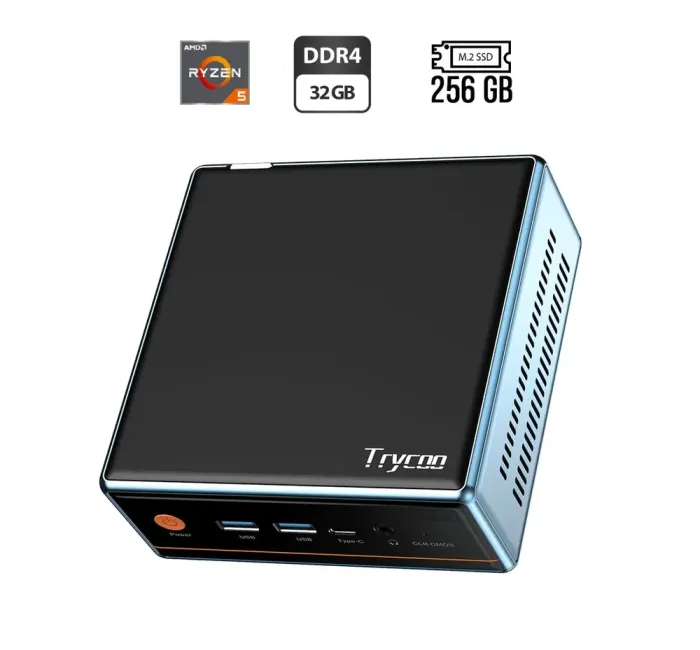 Неттоп Peladn Trycoo WO4 USFF / AMD Ryzen 5 5500U (6 (12) ядер по 2.1 - 4.0 GHz) / 32 GB DDR4 / 256 GB SSD / AMD RX Vega 7 / USB 3.1 / Wi-Fi / Bluetooth / Блок живлення в комплекті б/в - зображення 1