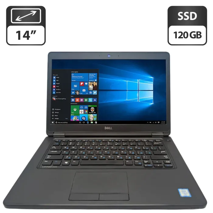 Ноутбук Dell Latitude E5450 / 14" (1366x768) TN / Intel Core i5-5300U (2 (4) ядра по 2.3 - 2.9 GHz) / 8 GB DDR3 / 120 GB SSD / Intel HD Graphics 5500 / WebCam б/в - зображення 1