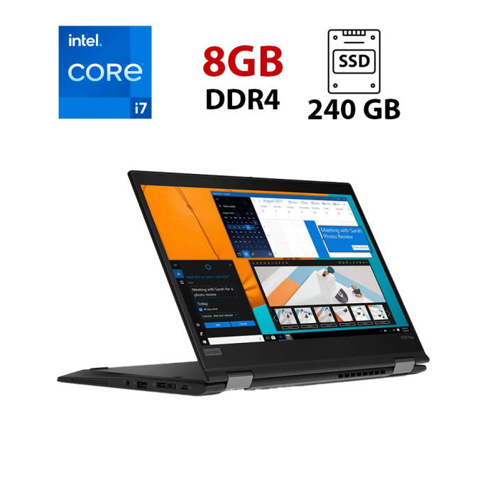 Ультрабук-трансформер Lenovo ThinkPad X390 Yoga / 13.3" (1920x1080) IPS Touch / Intel Core i7-8550U (4 (8) ядра по 1.8 - 4.0 GHz) / 8 GB DDR4 / 240 GB SSD / Intel UHD Graphics / WebCam / 4G б/в - зображення 1