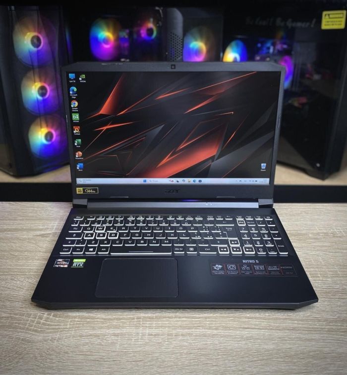 Ігровий ноутбук Acer Nitro 5 / 15.6" (1920x1080) IPS / AMD Ryzen 7 5800H (8 (16) ядер по 3.2 - 4.4 GHz) / 16 GB DDR4 / 512 GB SSD / nVidia GeForce RTX 3070, 8 GB GDDR6, 256-bit / WebCam б/в - зображення 2