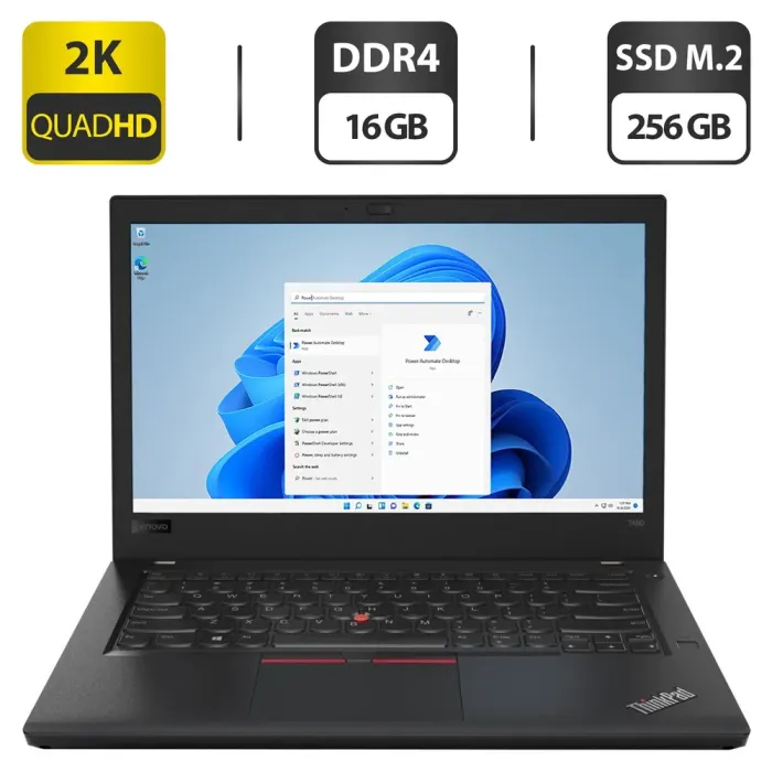 Ноутбук Lenovo ThinkPad T480 / 14" (2560x1440) TN / Intel Core i7-8550U (4 (8) ядра по 1.8 - 4.0 GHz) / 16 GB DDR4 / 256 GB SSD M.2 / Intel UHD Graphics 620 / WeCam б/в - зображення 1