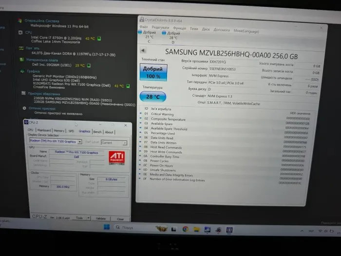 Мобільна робоча станція Dell Precision 7730 / 17.3" (1920x1080) IPS / Intel Core i7-8750H (6 (12) ядер по 2.2 - 4.1 GHz) / 64 GB DDR4 / 256 GB SSD + 256 GB SSD / AMD Radeon Pro WX 7100, 8 GB GDDR5, 256-bit / WebCam / HDMI б/в - зображення 8