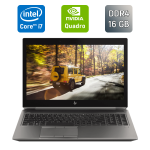 Мобільна робоча станція класу B HP zBook 15 G6 / 15,6" (1920x1080) IPS / Intel Core i7-9750H (6 (12) ядер по 2,6 - 4,5 ГГц) / 16 ГБ DDR4 / 480 ГБ SSD + 256 ГБ SSD / nVidia Quadro T2000, 4 ГБ GDDR5, 128-біт / Веб-камера / Сканер відбитків пальців / Win б/в