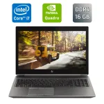 Мобільна робоча станція класу B HP zBook 15 G6 / 15,6" (1920x1080) IPS / Intel Core i7-9750H (6 (12) ядер по 2,6 - 4,5 ГГц) / 16 ГБ DDR4 / 480 ГБ SSD + 256 ГБ SSD / nVidia Quadro T2000, 4 ГБ GDDR5, 128-біт / Веб-камера / Сканер відбитків пальців / Win б/в