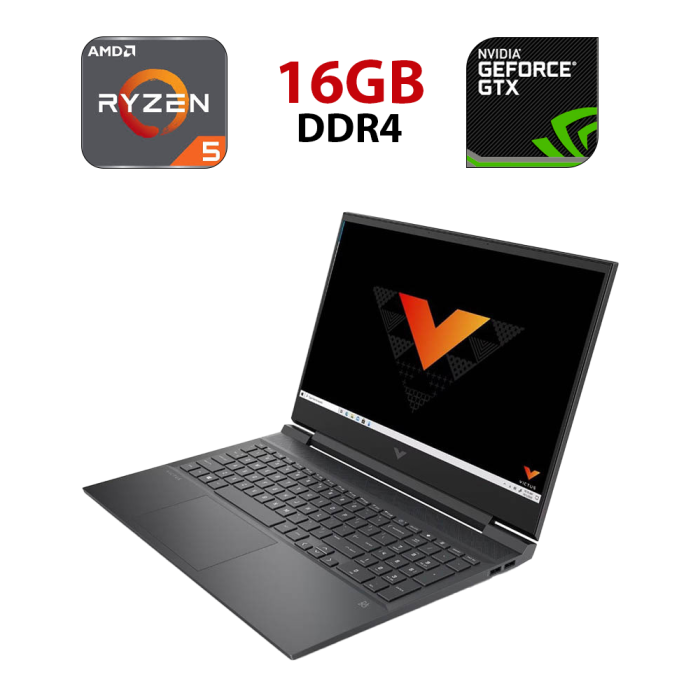 Ігровий ноутбук HP Victus 16-E0017NO / 16" (1920x1080) IPS / AMD Ryzen 5 5600H (6 (12) ядер по 3.3 - 4.2 GHz) / 16 GB DDR4 / 480 GB SSD / nVidia GeForce RTX 3060, 6 GB GDDR6, 192-bit / WebCam б/в - зображення 1