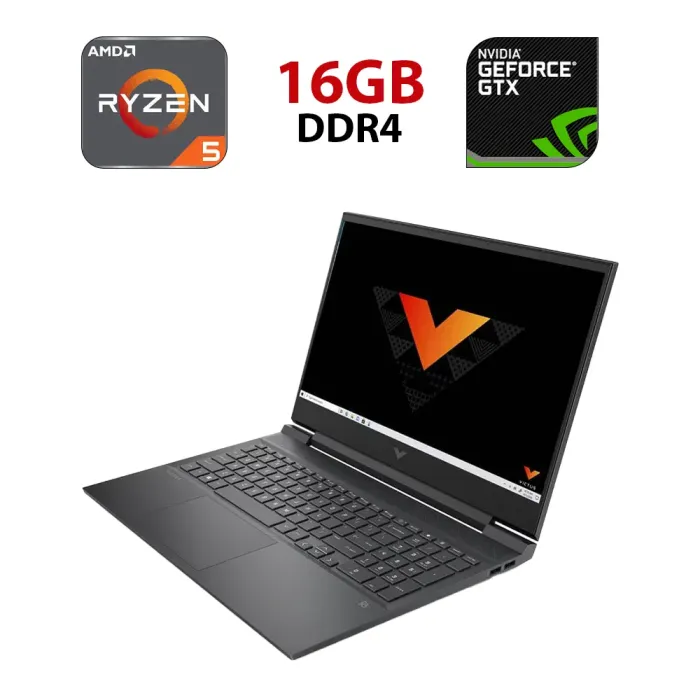 Ігровий ноутбук HP Victus 16-E0017NO / 16" (1920x1080) IPS / AMD Ryzen 5 5600H (6 (12) ядер по 3.3 - 4.2 GHz) / 16 GB DDR4 / 480 GB SSD / nVidia GeForce RTX 3060, 6 GB GDDR6, 192-bit / WebCam б/в - зображення 1