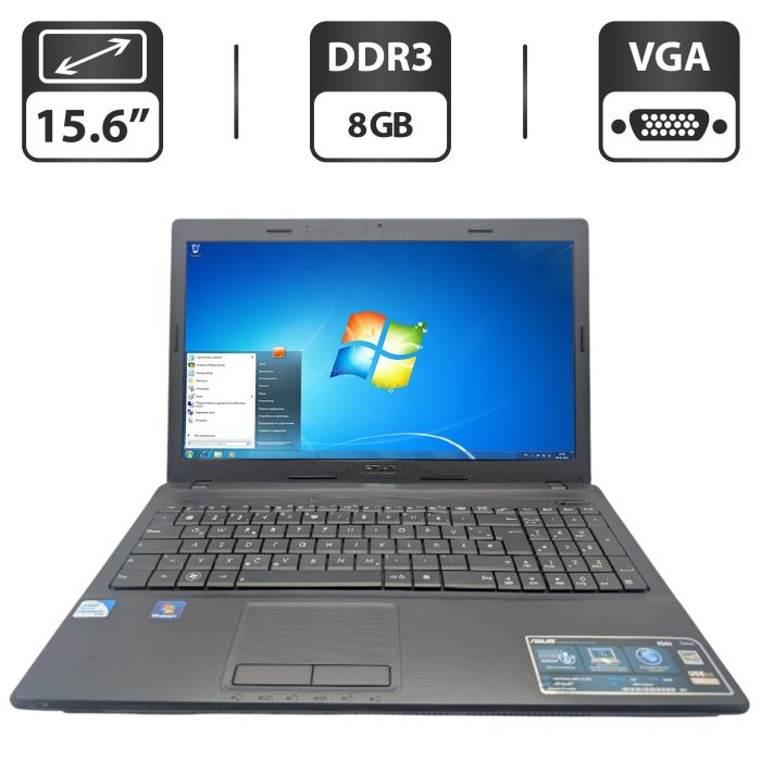 Ноутбук Asus X54H / 15.6" (1366x768) TN / Intel Pentium B950 (2 ядра по 2.1 GHz) / 8 GB DDR3 / 320 GB HDD / Intel HD Graphics / WebCam / DVD-ROM б/в - зображення 1