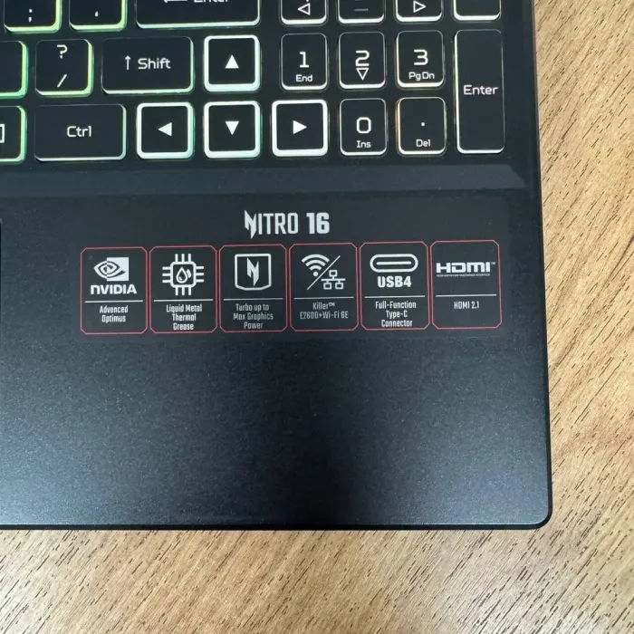 Ігровий ноутбук Acer Nitro 16 AN16-41 / 16" (2560x1600) IPS / AMD Ryzen 7 7735HS (8 (16) ядер по 3.2 - 4.75 GHz) / 16 GB DDR5 / 1000 GB SSD NVMe / nVidia GeForce RTX 4070, 8 GB GDDR6, 128-bit / WebCam б/в - зображення 9