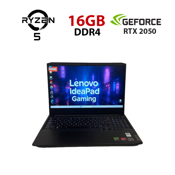 Ігровий ноутбук Б-класу Lenovo IdeaPad Gaming 3 15ACH6 / 15,6" (1920x1080) IPS / AMD Ryzen 5 5500H (4 (8) ядра по 3,3 - 4,2 ГГц) / 16 ГБ DDR4 / 512 ГБ SSD NVMe / nVidia GeForce RTX 2050, 4 ГБ GDDR6, 64-біт / WebCam б/в - зображення 1
